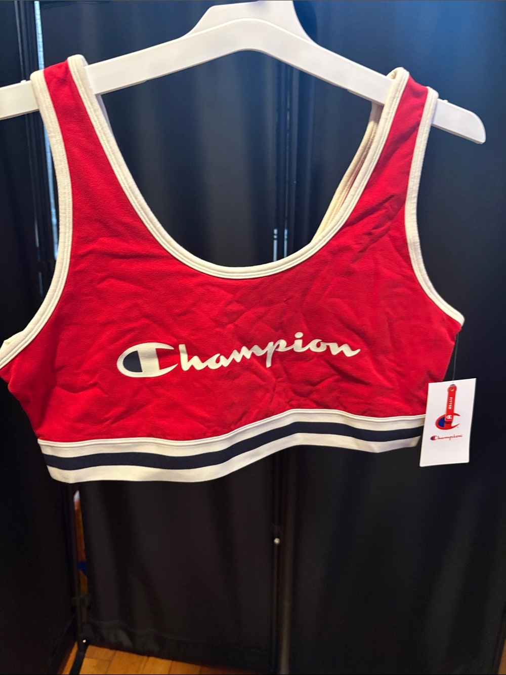 Champion Red and White Logo Crop Sports BraSize 1X
